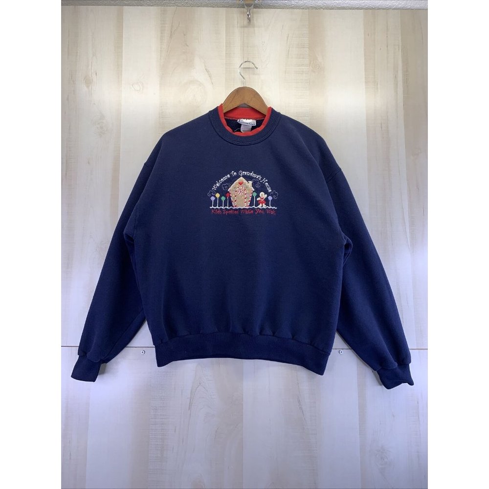 Vintage Endless Designs Welcome To Grandama Sweatshirt Ginger Bread House Sz L